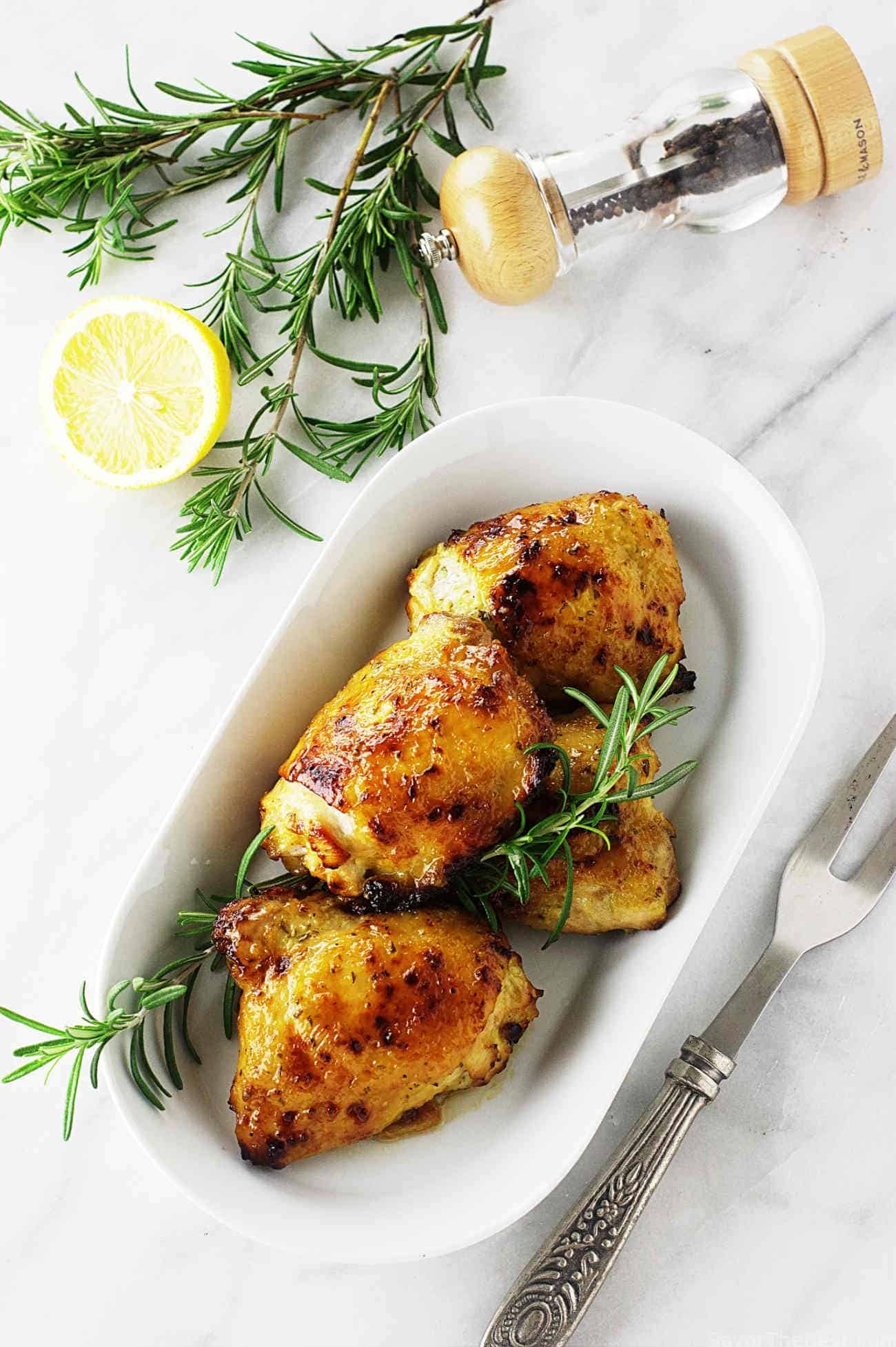 Herb and honey glazed chicken thighs